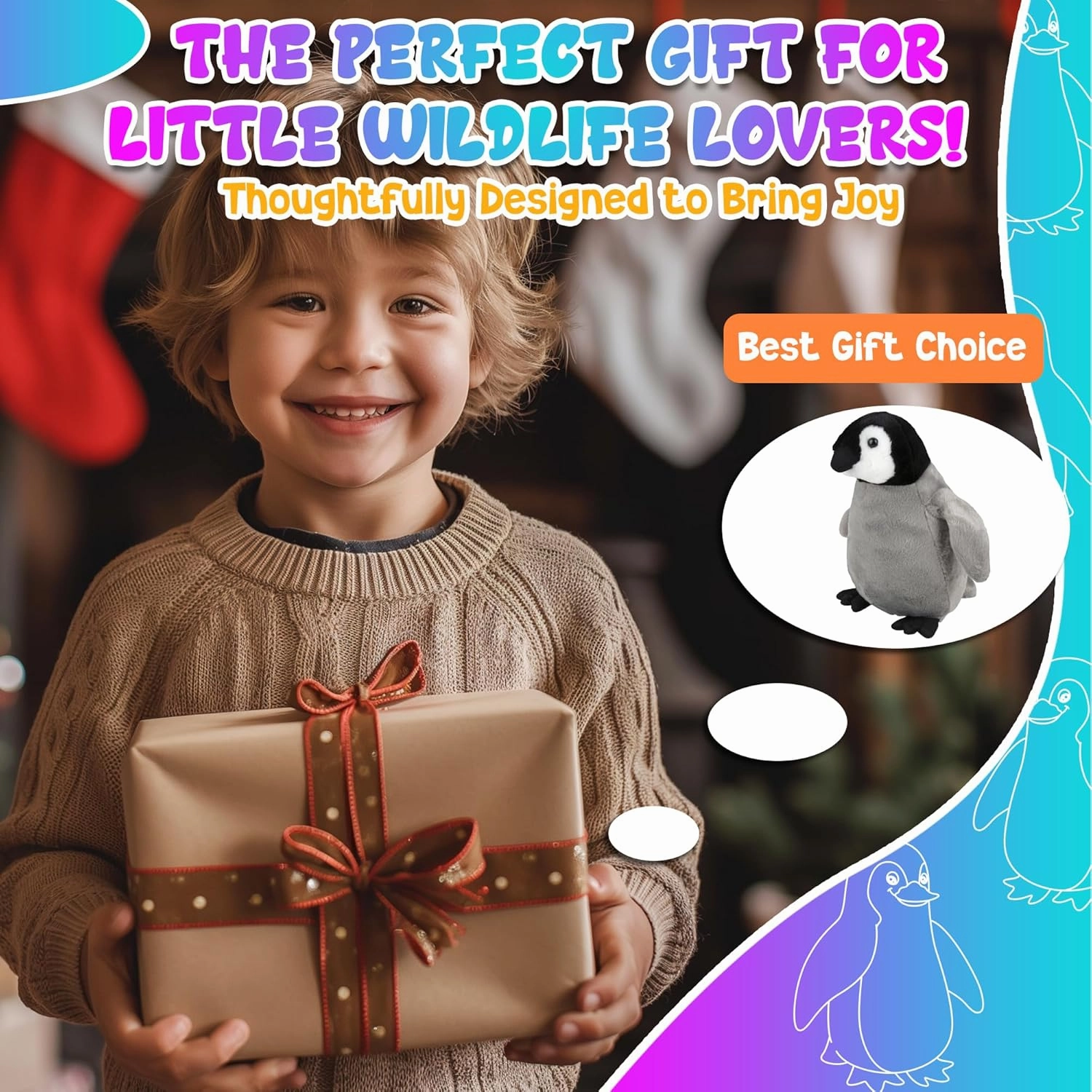 Forest & Twelfth 10" Stuffed Baby Penguin Plush, Majestic Animal Collection Stuffed Animal, Premium Materials, Best Gift for Kids Age 3 , Nursery and Room Decor (10" Baby Penguin)
