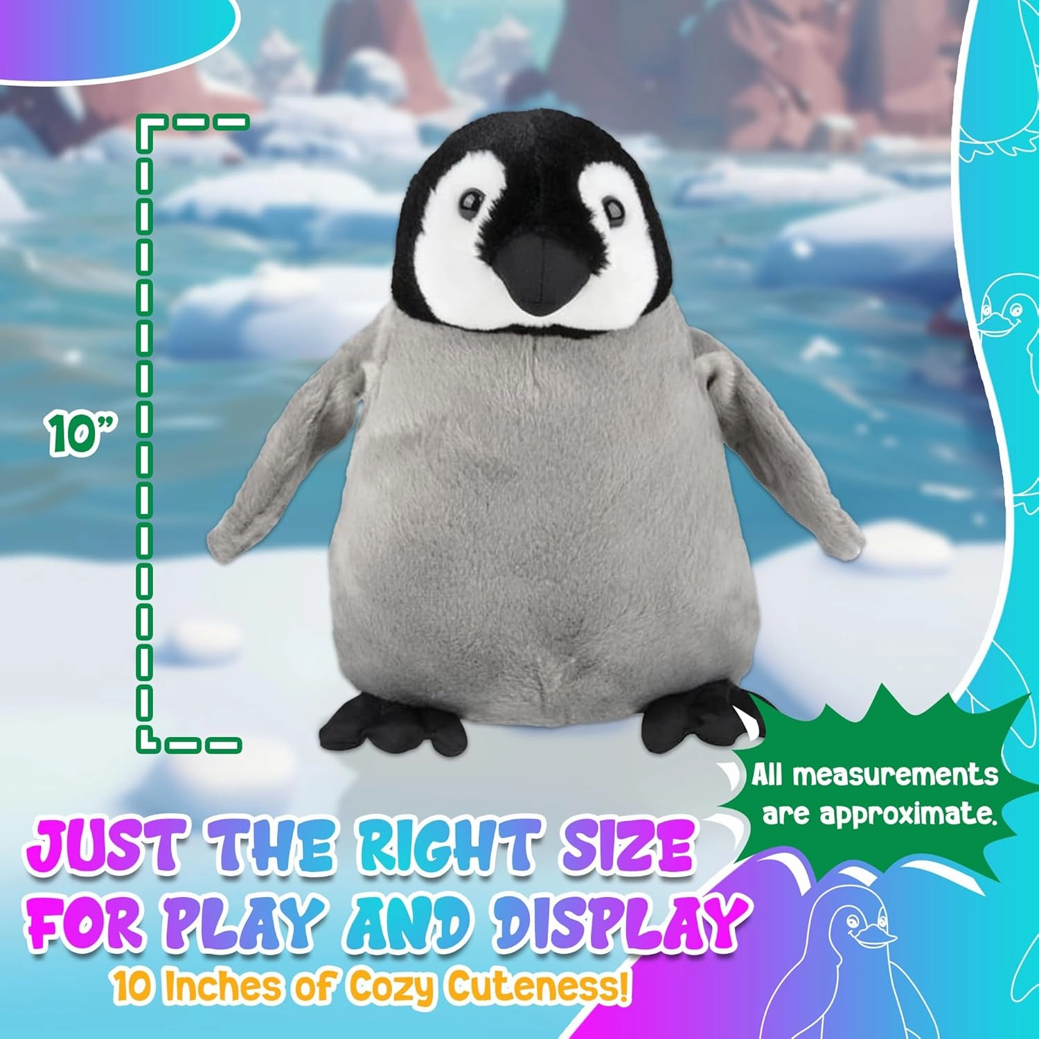 Forest & Twelfth 10" Stuffed Baby Penguin Plush, Majestic Animal Collection Stuffed Animal, Premium Materials, Best Gift for Kids Age 3 , Nursery and Room Decor (10" Baby Penguin)