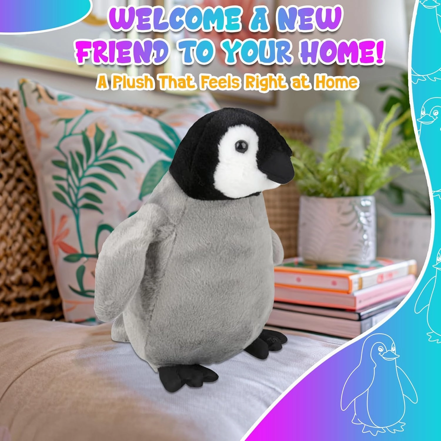 Forest & Twelfth 10" Stuffed Baby Penguin Plush, Majestic Animal Collection Stuffed Animal, Premium Materials, Best Gift for Kids Age 3 , Nursery and Room Decor (10" Baby Penguin)