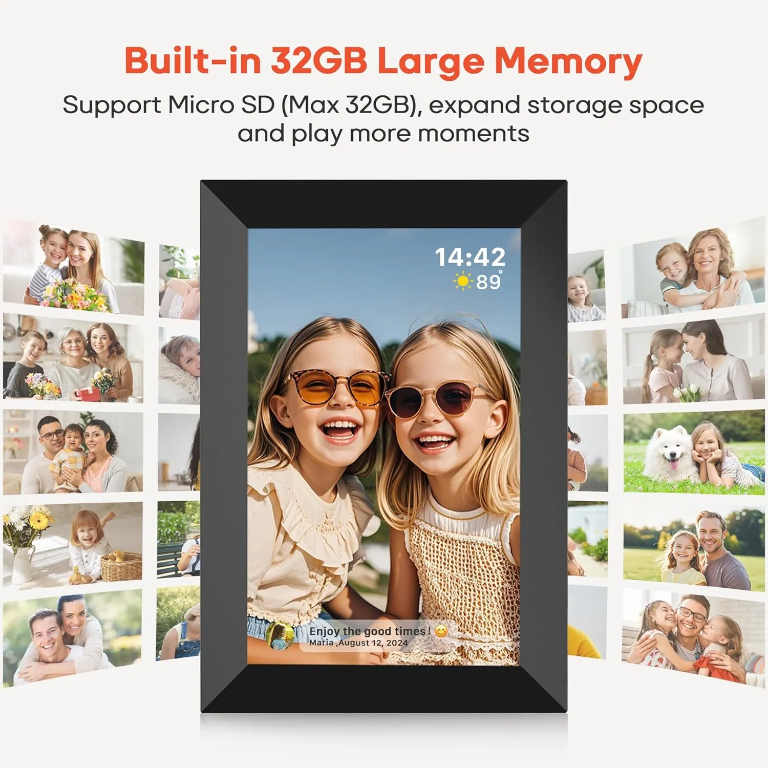 Frameo 10.1 Inch WiFi Digital Picture Frame with 32GB Memory, 1280 x 800 IPS Touch Screen Smart Electronic Photo Frame, Wall Mountable, Auto-Rotate, Share Photos/Videos Via Frameo App from Anywhere