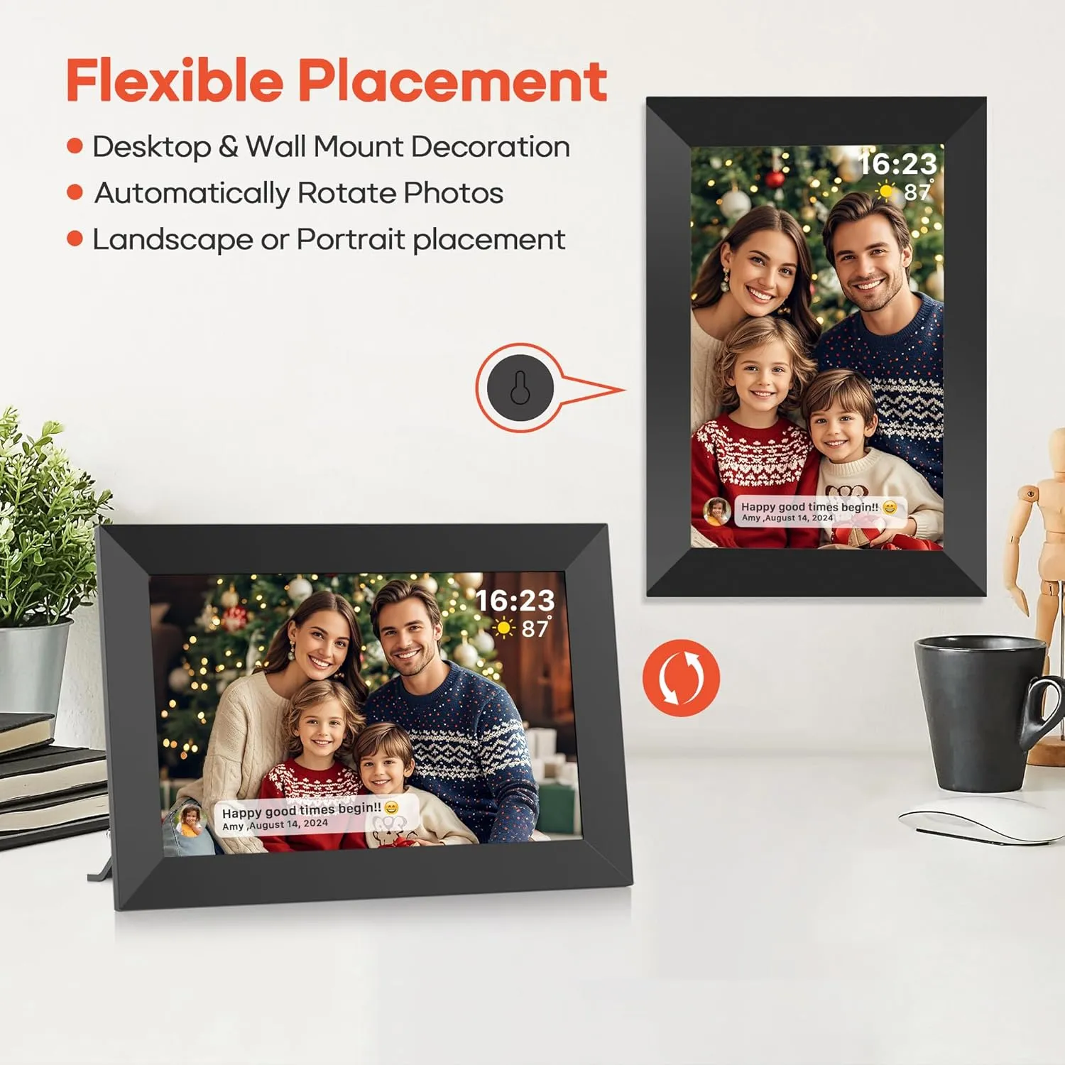 Frameo 10.1 Inch WiFi Digital Picture Frame with 32GB Memory, 1280 x 800 IPS Touch Screen Smart Electronic Photo Frame, Wall Mountable, Auto-Rotate, Share Photos/Videos Via Frameo App from Anywhere
