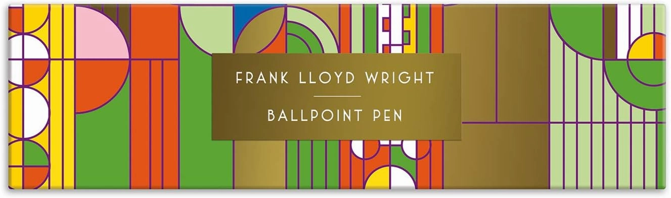 Frank Lloyd Wright Saguaro Forms & Cactus Flowers Boxed Pen – Includes One Black Ink Ballpoint Pen and Hinged Gift Box, Stylish Writing Pen Featuring Stunning Iconic Artwork, Makes a Great Gift