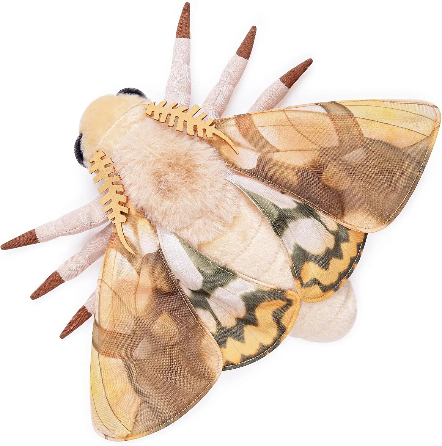 FRANKIEZHOU Simulation Dead Leaf Moth Plush Animal - Yellow 9.8 Inch,Dead Leaf Moth Plush Toy, Soft Moth Stuffed Toy for Kids,Home Decor, Cuddle Toy