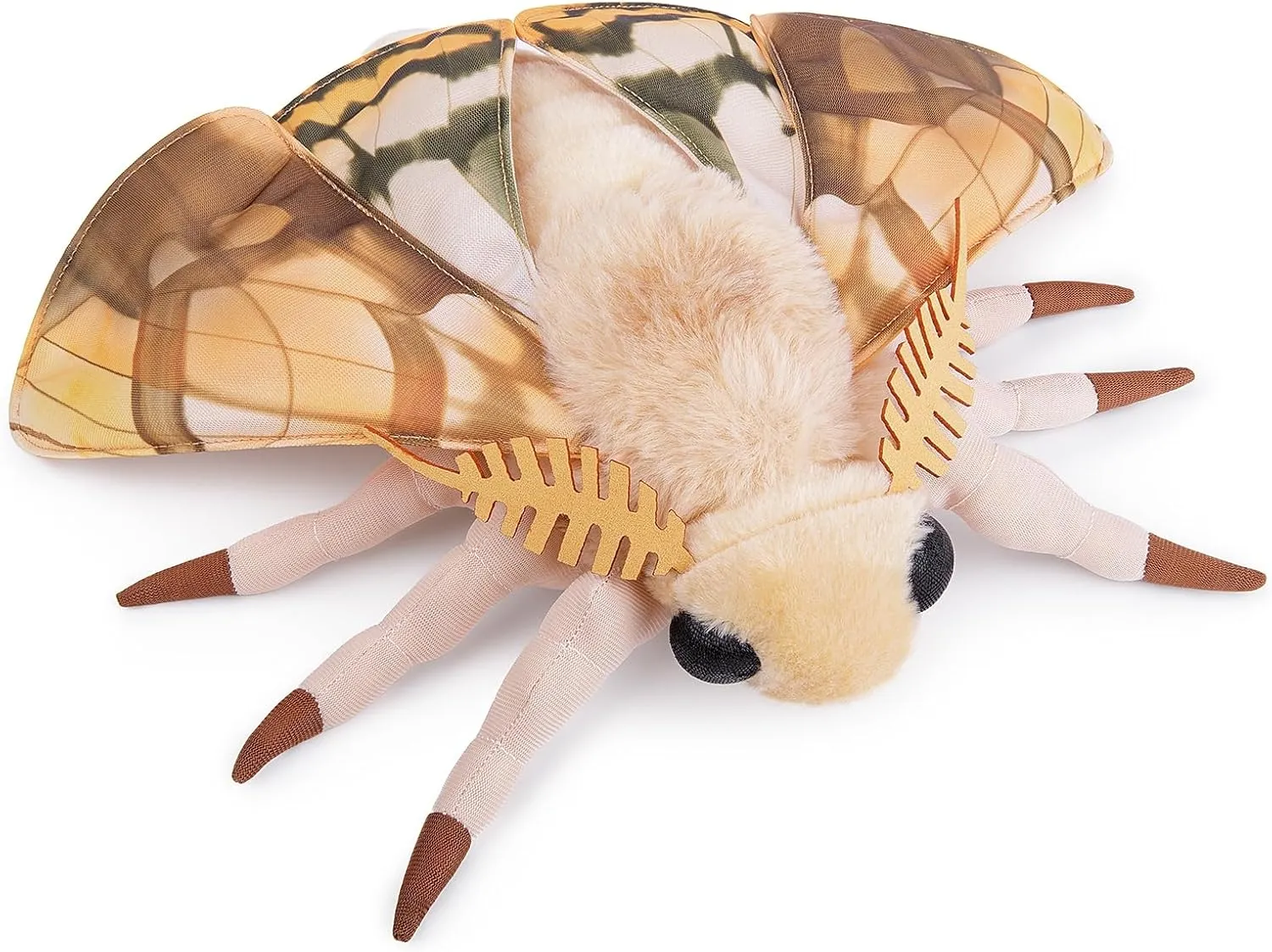 FRANKIEZHOU Simulation Dead Leaf Moth Plush Animal - Yellow 9.8 Inch,Dead Leaf Moth Plush Toy, Soft Moth Stuffed Toy for Kids,Home Decor, Cuddle Toy