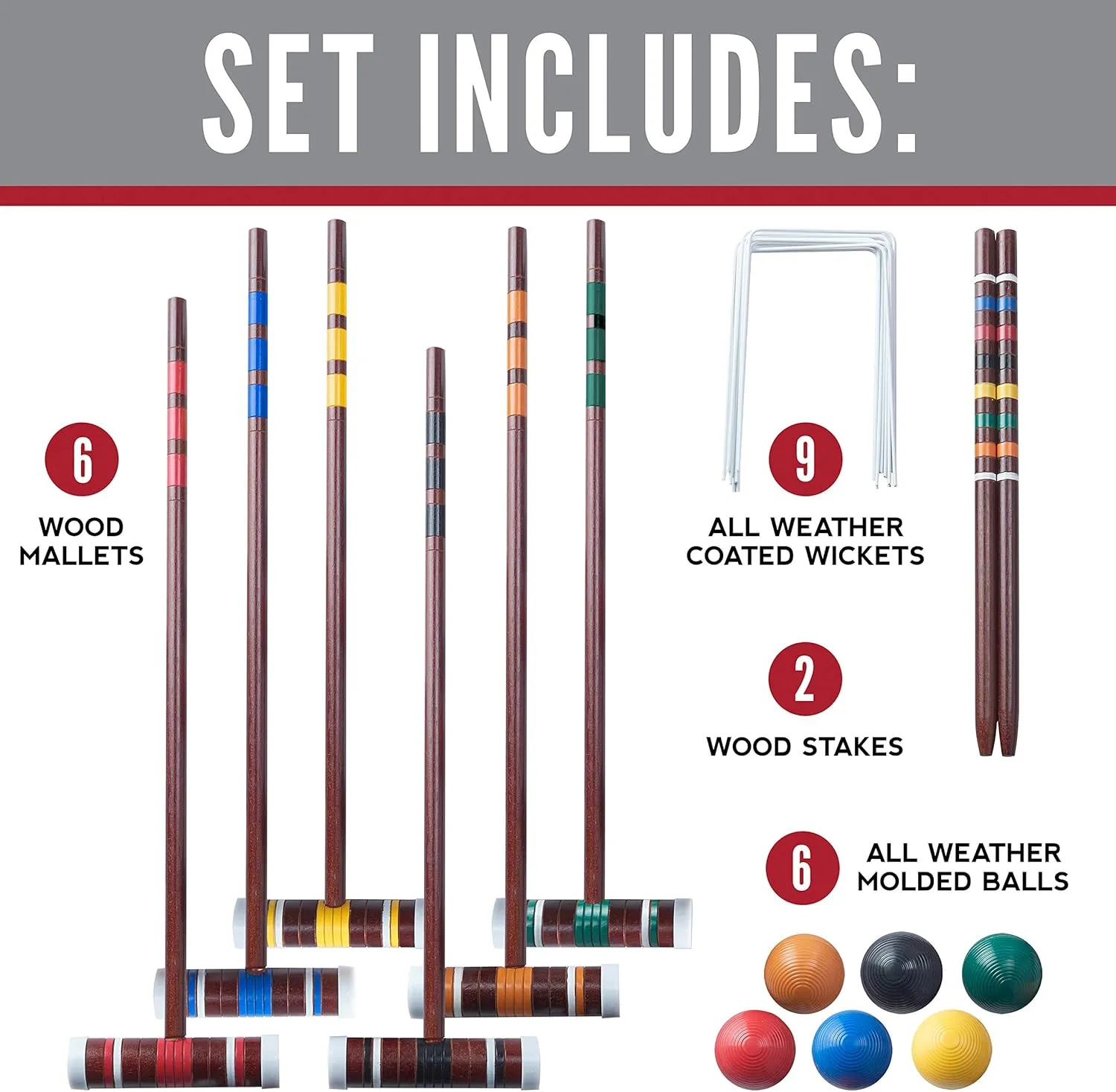 Franklin Sports Portable Backyard Croquet Sets - Complete 4   6 Player Croquet Sets with Mallets, Croquet Balls   Wickets Included - Outdoor Family Lawn Game Sets