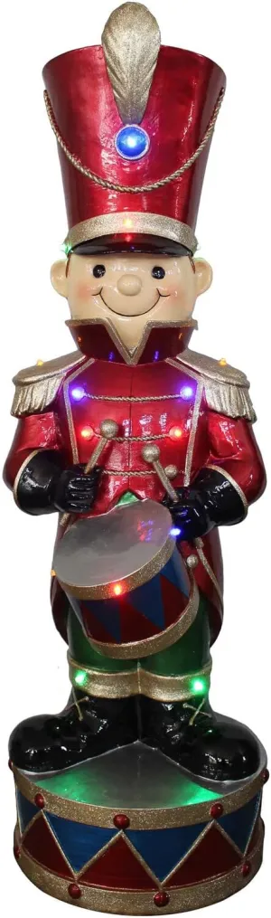Fraser Hill Farm Christmas Décor, 35" Pre-Lit Toy Soldier with Bass Drum