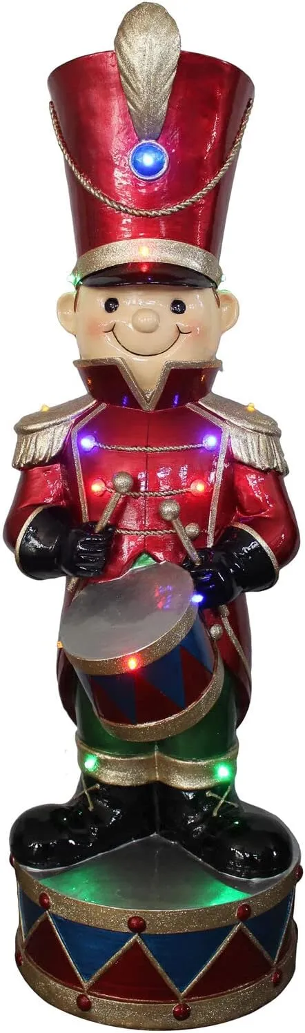 Fraser Hill Farm Christmas Décor, 35" Pre-Lit Toy Soldier with Bass Drum
