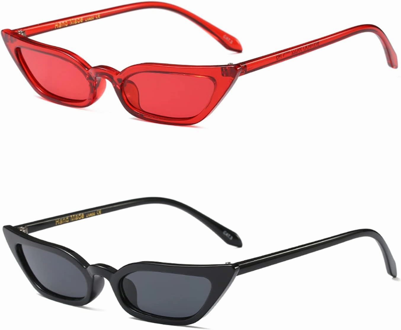 Freckles Mark 90s Vintage Retro Narrow Cat Eye Sunglasses for Women Small Fashion Sun Glasses
