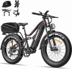 FREESKY 2000W Electric Bike with BAFANG Motor & 48V 30Ah Samsung Cells Battery, 35MPH Max Speed, 120 Miles Range, Full Suspension Mountain Ebike for Adult, 26" Fat Tires, Smart Keys, Hydraulic Brakes