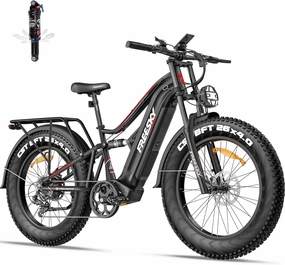 FREESKY 2000W Electric Bike with BAFANG Motor & 48V 30Ah Samsung Cells Battery, 35MPH Max Speed, 120 Miles Range, Full Suspension Mountain Ebike for Adult, 26" Fat Tires, Smart Keys, Hydraulic Brakes