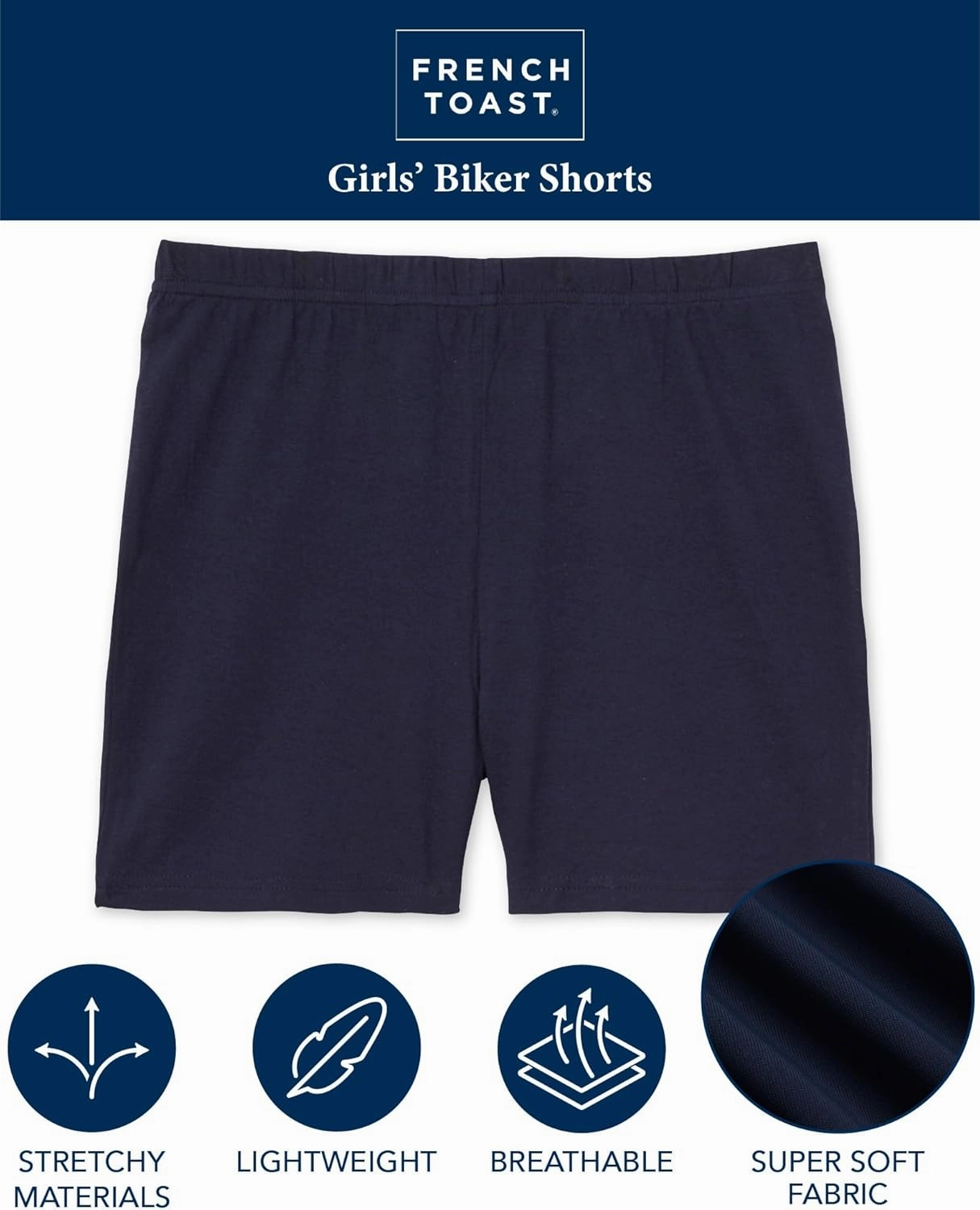 French Toast Girls Biker Shorts - 3 Pack Under Shorts for Uniforms, Skirts, Dresses - Dance Cartwheel Shorts for Girls (4-16)