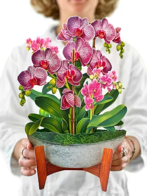 Freshcut Paper Pop Up Cards, Orchid Oasis, 12 Inch Life Sized Forever Flower Bouquet 3D Popup Greeting Card, Birthday Cards, Get Well Gifts, Blank Notecard & Envelope