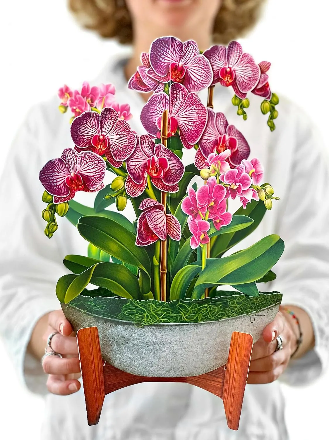 Freshcut Paper Pop Up Cards, Orchid Oasis, 12 Inch Life Sized Forever Flower Bouquet 3D Popup Greeting Card, Birthday Cards, Get Well Gifts, Blank Notecard & Envelope