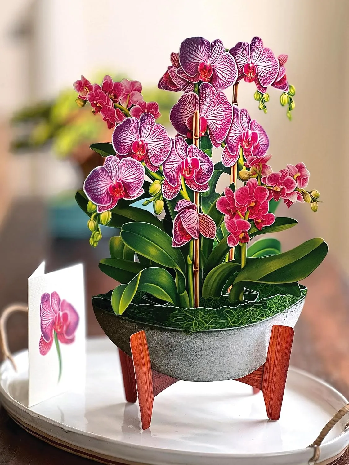 Freshcut Paper Pop Up Cards, Orchid Oasis, 12 Inch Life Sized Forever Flower Bouquet 3D Popup Greeting Card, Birthday Cards, Get Well Gifts, Blank Notecard & Envelope