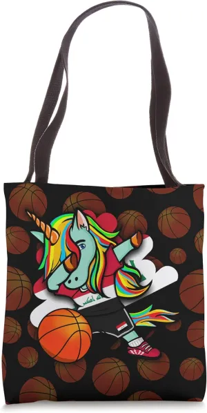 Funny Dabbing Unicorn Iraq Basketball Fans Jersey Iraqi Flag Tote Bag