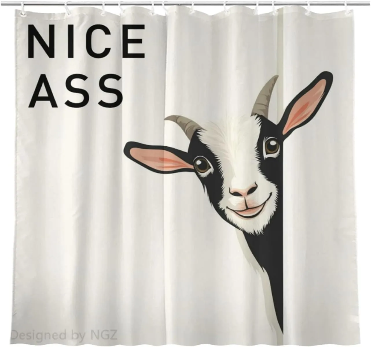 Funny Goat Shower Curatin 72 x 72 Inches, Looking Good Funny Animal Shower Curtain Set with 12 Hooks for Bathroom Decor