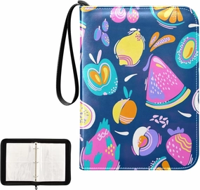 Funny Colorful Tropics Pattern Card Collection Binder, Zippered 3 Ring Binder Cards Fits 400 Cards Card Album