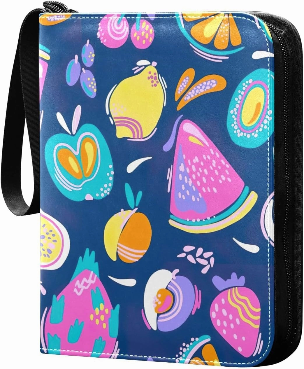 Funny Colorful Tropics Pattern Card Collection Binder, Zippered 3 Ring Binder Cards Fits 400 Cards Card Album
