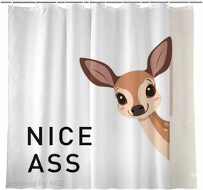 Funny Deer Shower Curatin 72 x 72 Inches, Looking Good Funny Animal Shower Curtain Set with 12 Hooks for Bathroom Decor