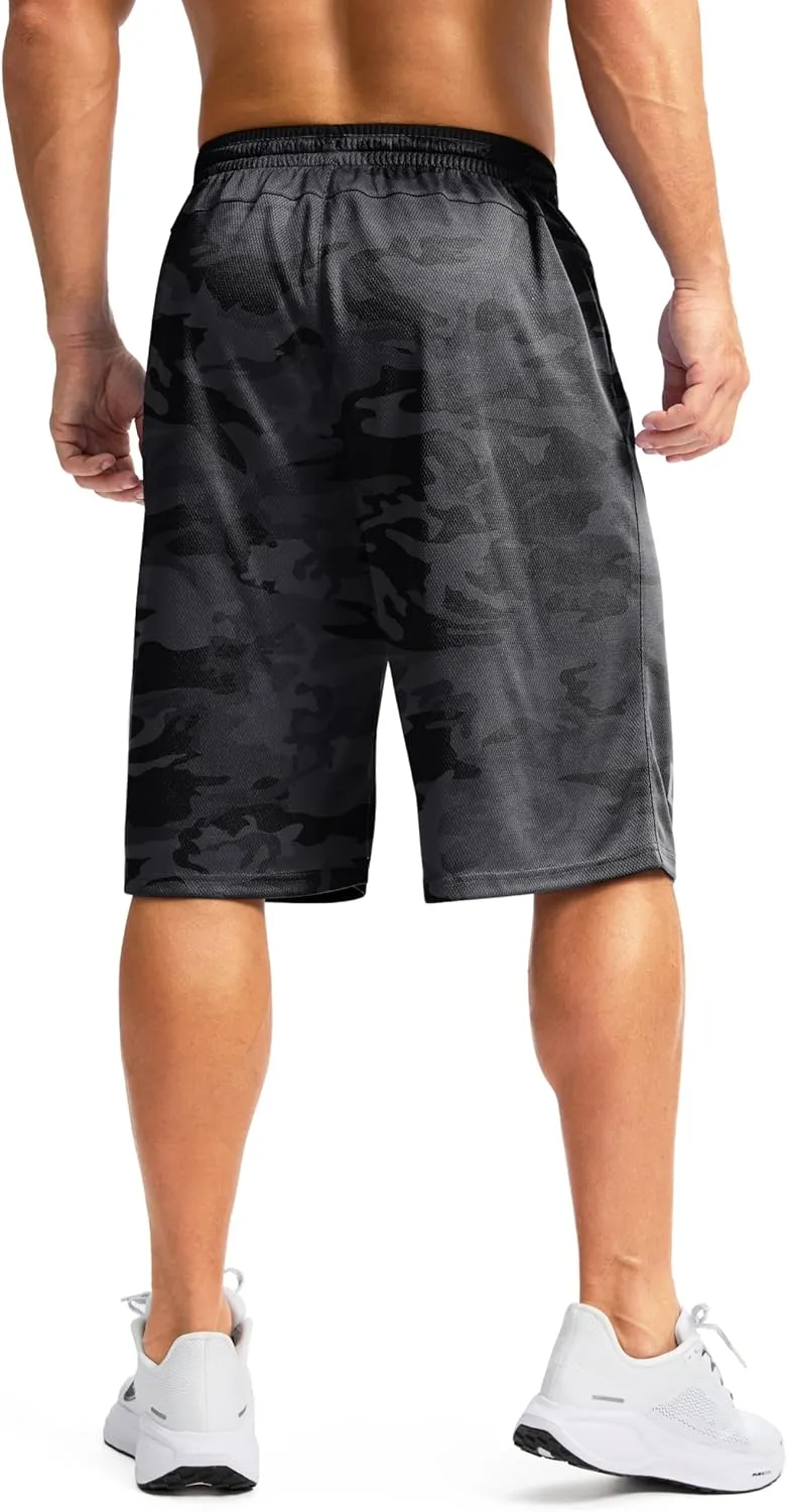 G Gradual Men's Long Basketball Shorts with Zipper Pocket 11'' Quick Dry Gym Shorts Lightweight Mesh Athletic Shorts for Men