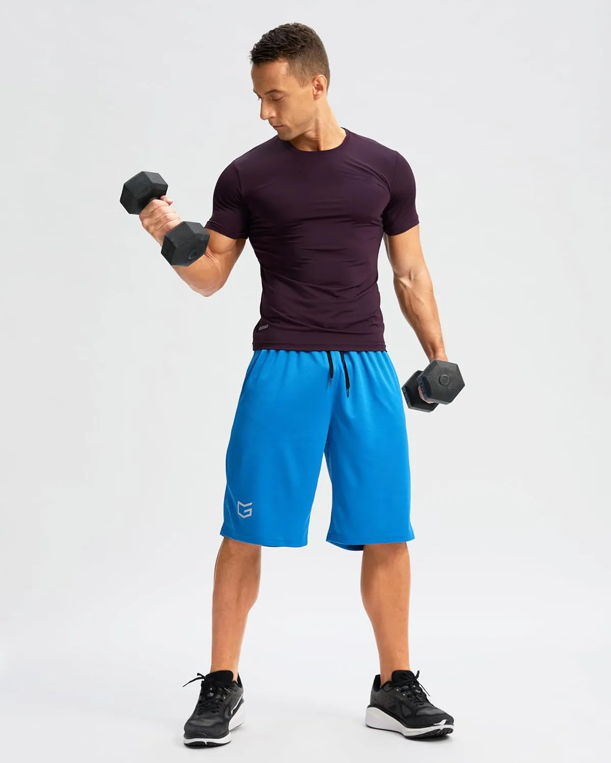 G Gradual Men's Long Basketball Shorts with Zipper Pocket 11'' Quick Dry Gym Shorts Lightweight Mesh Athletic Shorts for Men