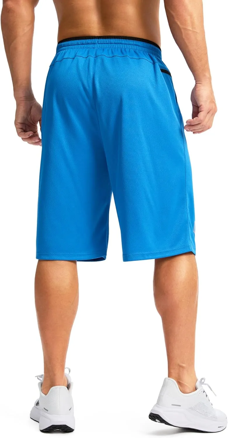 G Gradual Men's Long Basketball Shorts with Zipper Pocket 11'' Quick Dry Gym Shorts Lightweight Mesh Athletic Shorts for Men