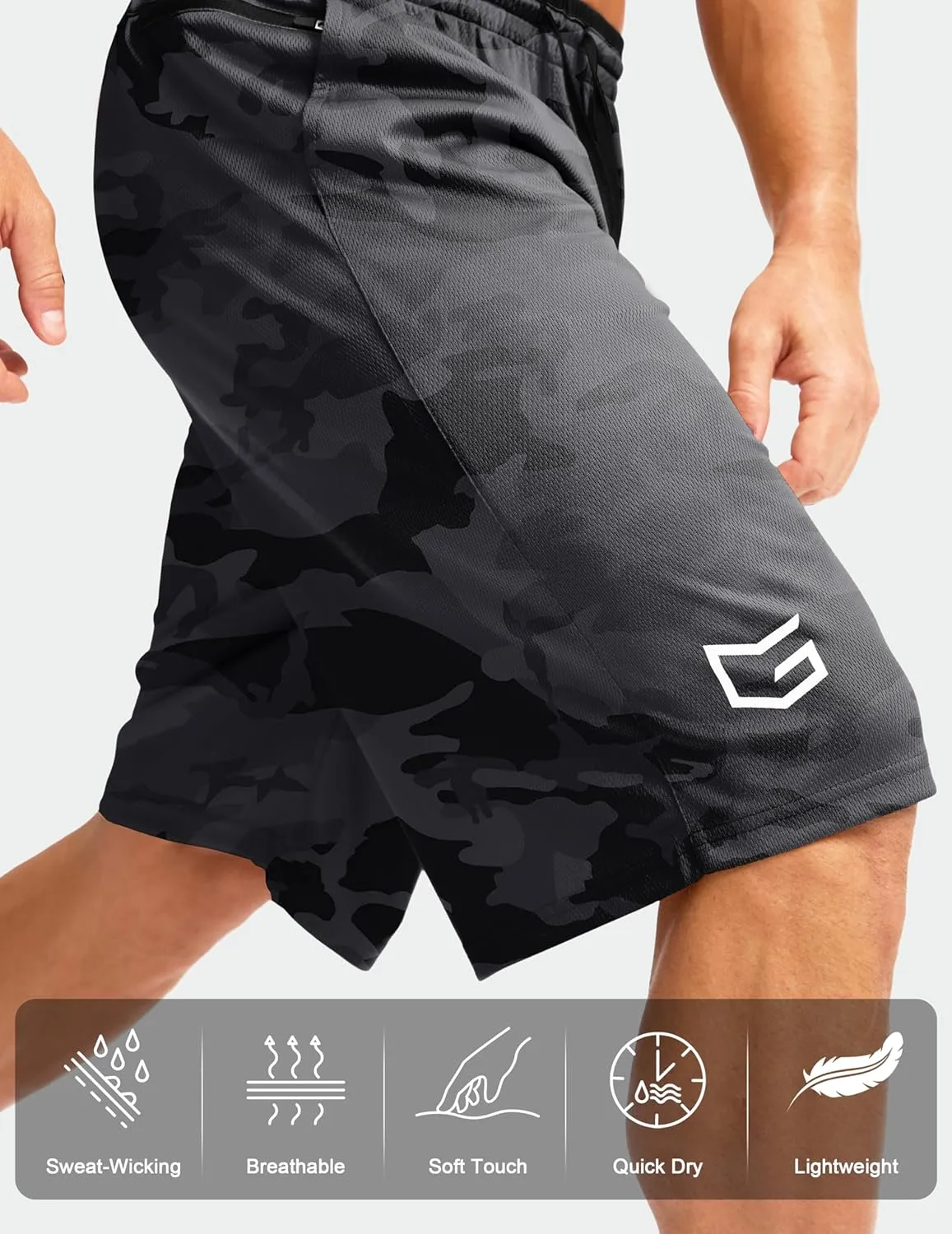 G Gradual Men's Long Basketball Shorts with Zipper Pocket 11'' Quick Dry Gym Shorts Lightweight Mesh Athletic Shorts for Men