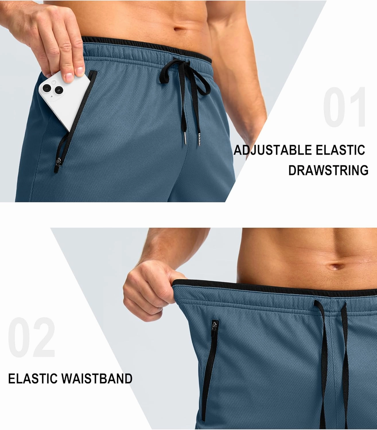 G Gradual Men's Gym Shorts wtih Zipper Pocket 9" Athletic Basketball Mesh Shorts for Men Workout Quick Dry Lightiweight