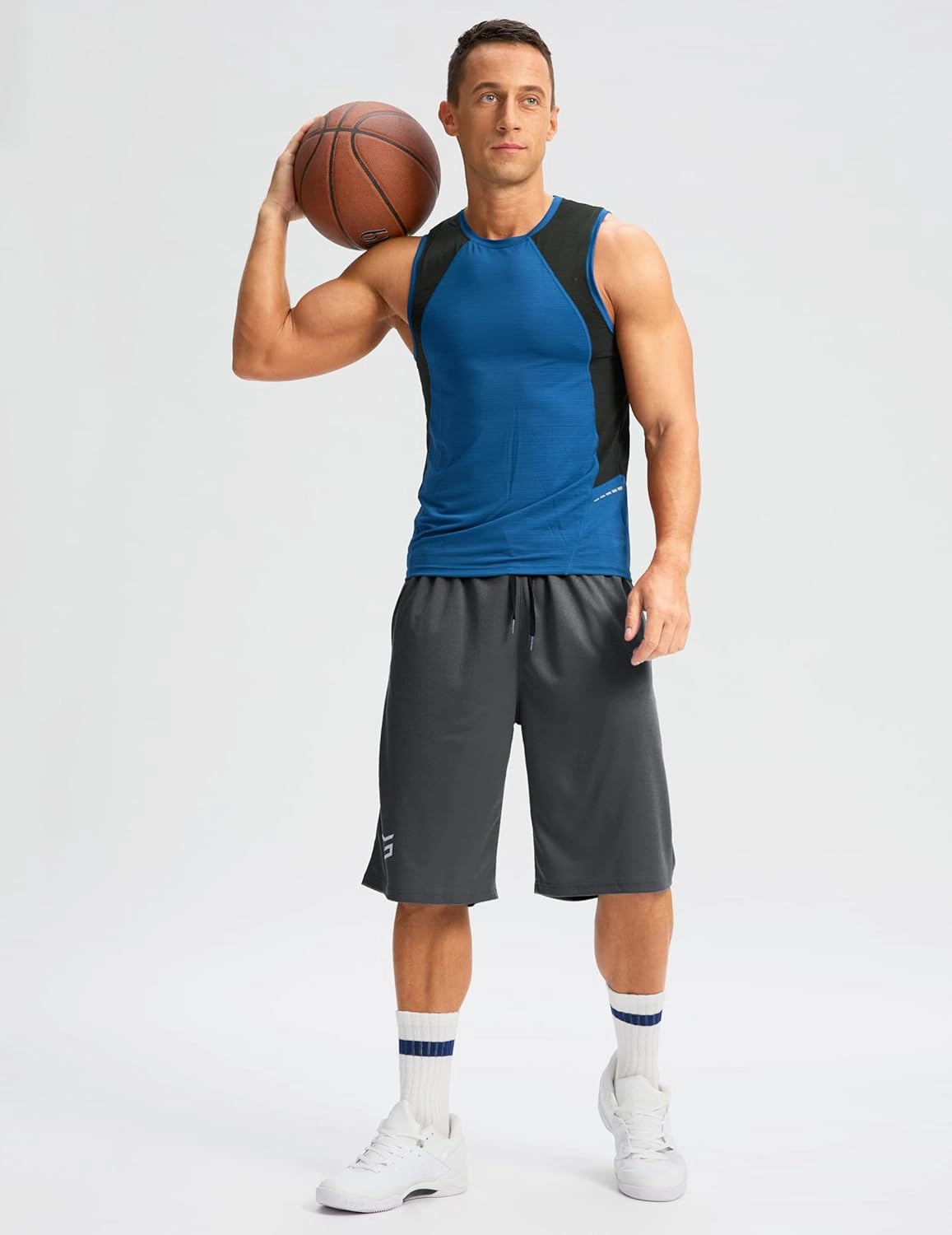 G Gradual Men's Long Basketball Shorts with Zipper Pocket 11'' Quick Dry Gym Shorts Lightweight Mesh Athletic Shorts for Men