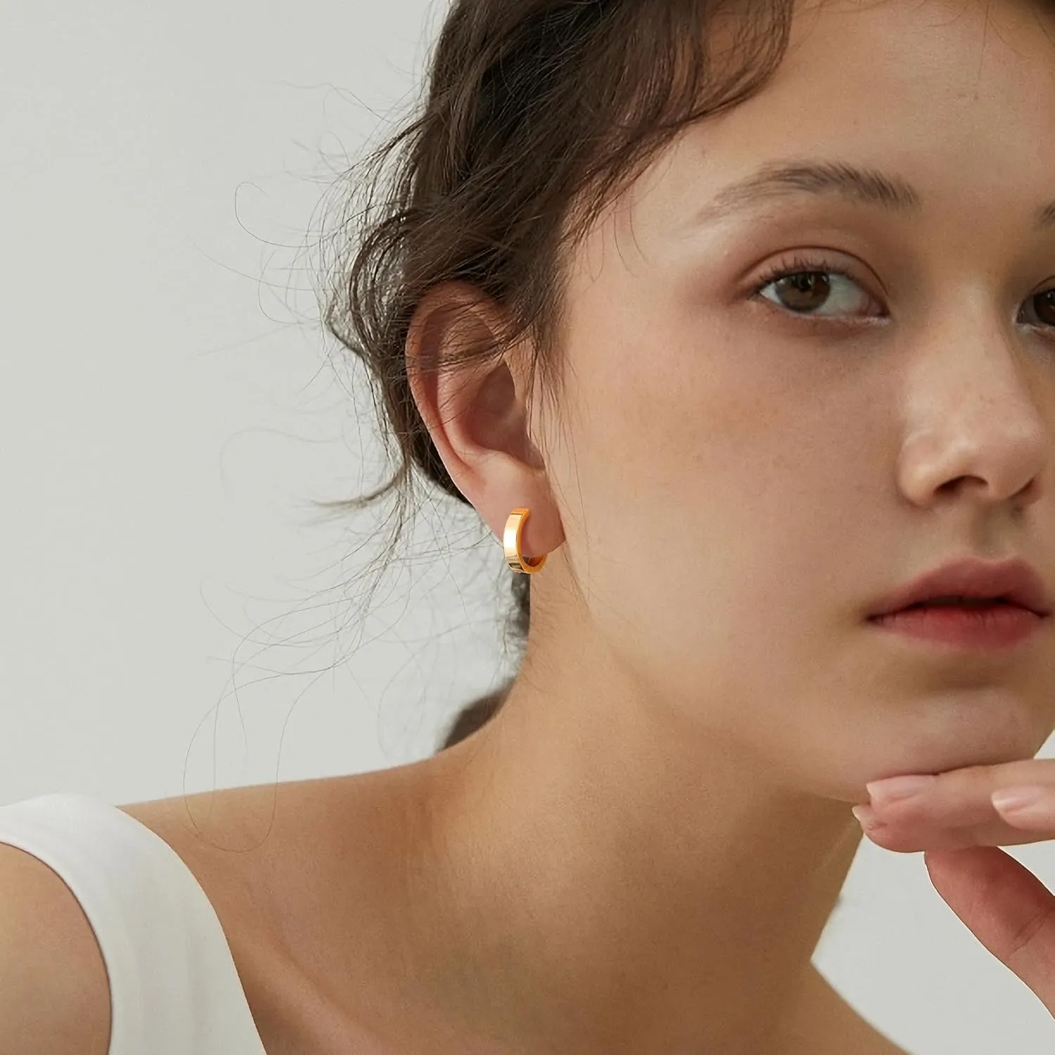 Gacimy Gold Huggie Hoop Earrings for Women 14k Gold Plated, Small Hoop Earrings for Women, 1/2 Inch Yellow Color Earrings for Women