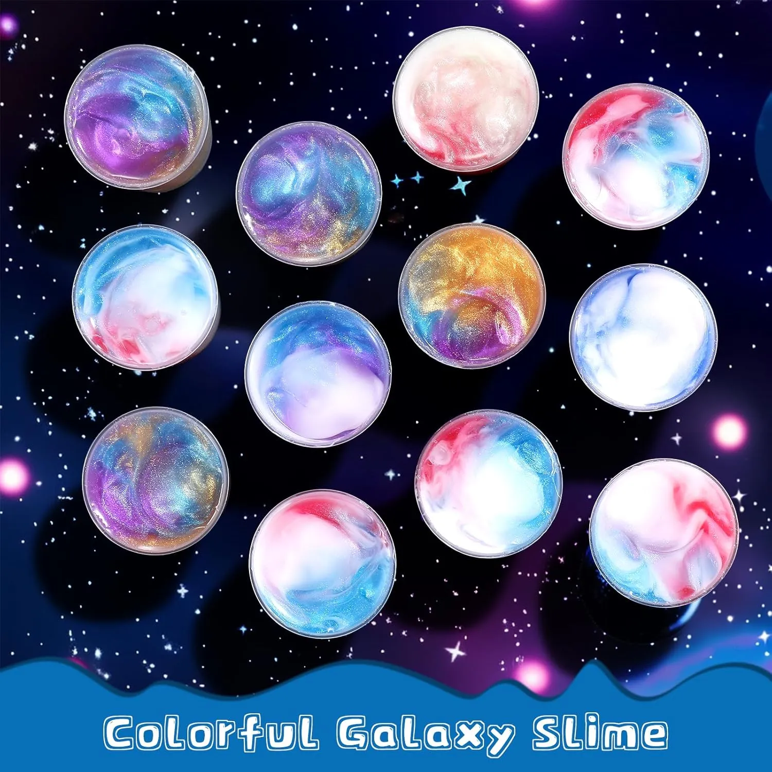 Galaxy Slime Toy 72pack Party Favors for Kids, Rich Colored, Stress Relief Toy for Girls Boys, Easter Basket Stuffers, Christmas Stocking Stuffers