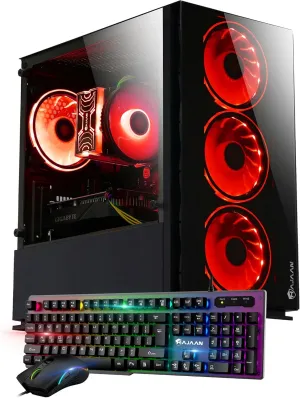 Gaming PC Desktop Tower - AMD Ryzen 7 5700X, Radeon RX 580 8GB, 32GB DDR4 RAM, 1TB NVMe M.2 SSD, Windows 11 Pro, WiFi - Black