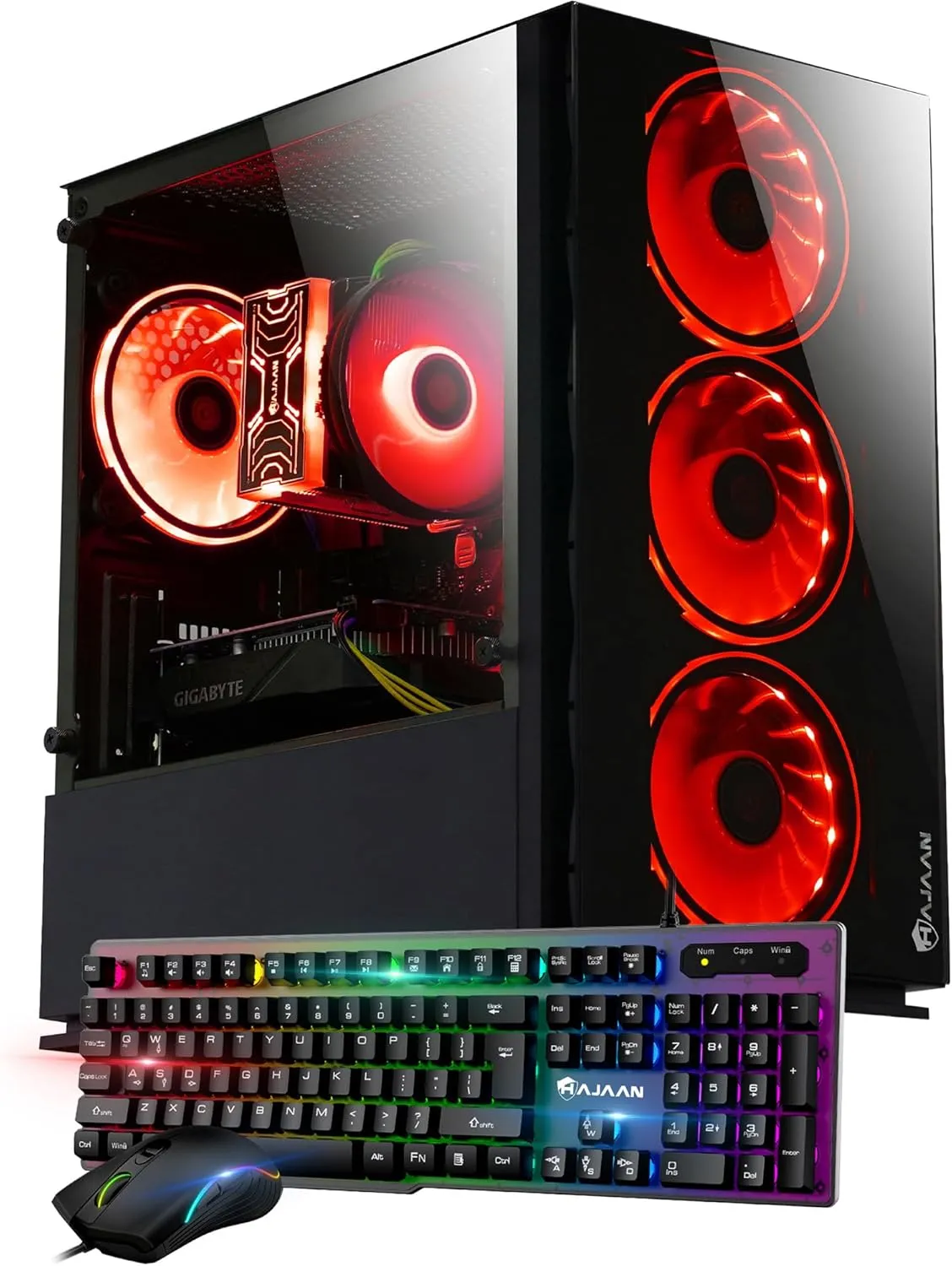 Gaming PC Desktop Tower - AMD Ryzen 7 5700X, Radeon RX 580 8GB, 32GB DDR4 RAM, 1TB NVMe M.2 SSD, Windows 11 Pro, WiFi - Black