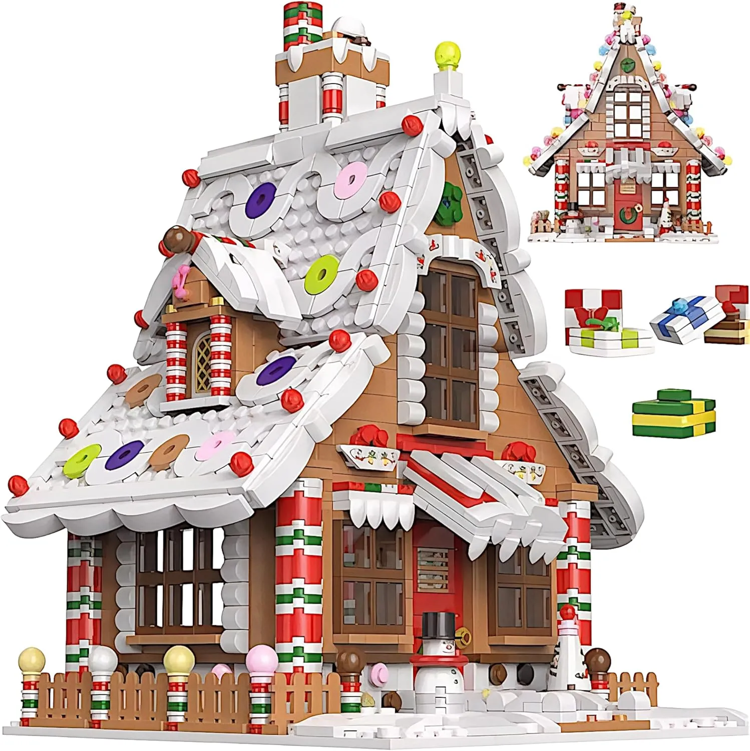 General Jim's Christmas Gingerbread House kit Building Block Bricks Set, A Great Holiday Present Idea for Christmas (1,455 Pieces) Modular Building Great for Teens and Adults