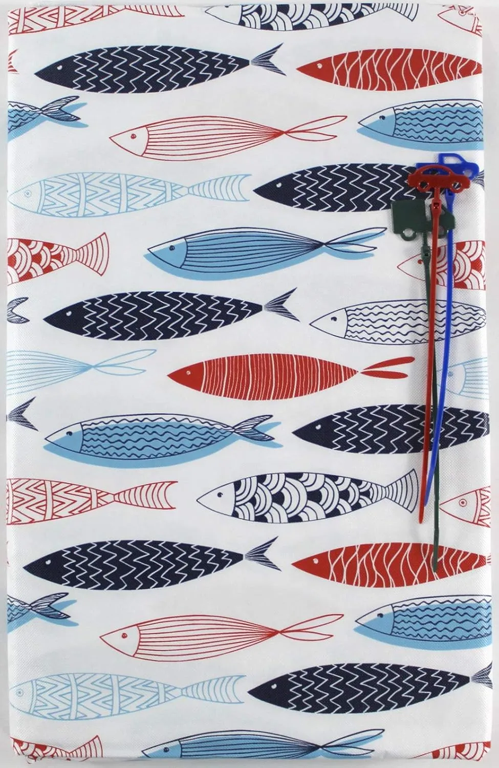 Generic Elrene Plenty of Fish in The Sea Vinyl Flannel Back Tablecloth: Ocean Theme Colorful Sketched Schooling Fish Design (60inch inch Diameter, Fishy Friends)