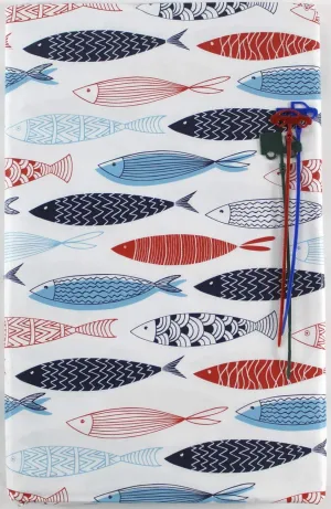 Generic Elrene Plenty of Fish in The Sea Vinyl Flannel Back Tablecloth: Ocean Theme Colorful Sketched Schooling Fish Design (60inch inch Diameter, Fishy Friends)
