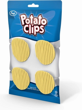 Genuine Fred, POTATO CLIPS, Set of 4, Wavy Chip Bag Closures, Chip Clips, Bag Clips, Patented Design