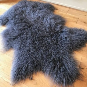 Genuine Tibetan Rug， Mongolian Lamb Sheepskin Pelt Throw Fur Area Rug Carpet Chair Cover with Super Fluffy Thick Decorativeas Throw Rug in Bedroom, Living Room, Grey