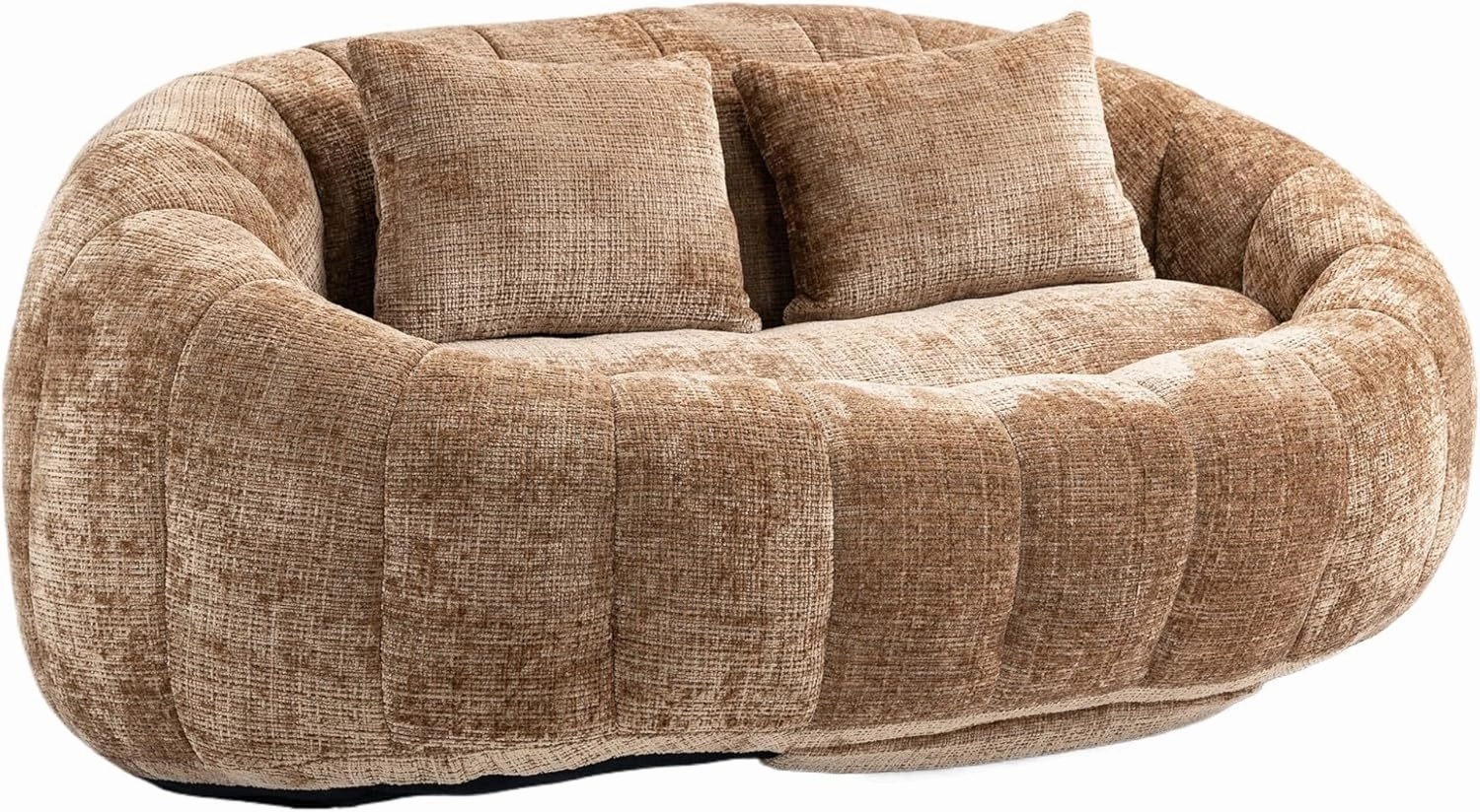 Giant Bean Bag Chair Couch, 59''W Oversized Bean Bag Sofa with Foam Filler, Lazy Loveseat Chair with 2 Pillows, Beanbag Lounger for Living Room, Game Room (Coffee)