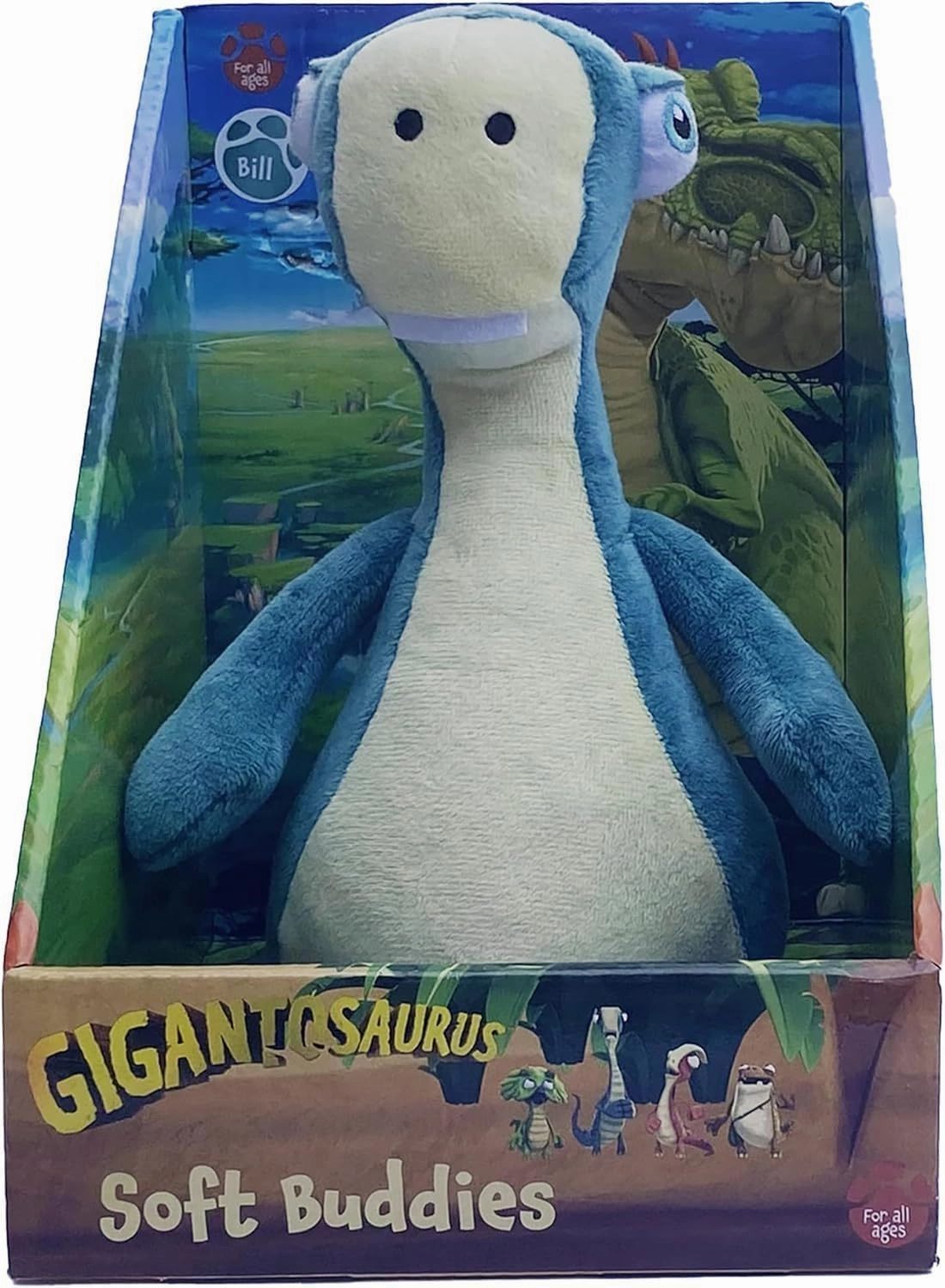 Gigantosaurus: 10" Dinosaur Soft Plush - Bill - Blue & White Huggable Dino, Soft Texture Stuffed Toy, TV Series Character, Toddler & Kids Ages 1 