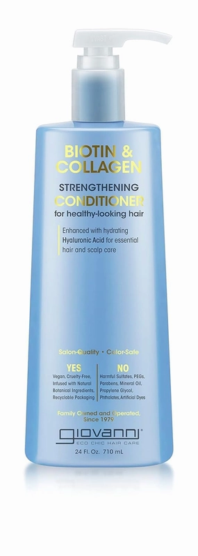 GIOVANNI Biotin & Collagen Conditioner - Strengthening Conditioner, Vegan, Cruelty-Free, Infused with Natural Botanical Ingredients, Salon-Quality, Color-Safe, For Healthy-Looking Hair - 24 Oz