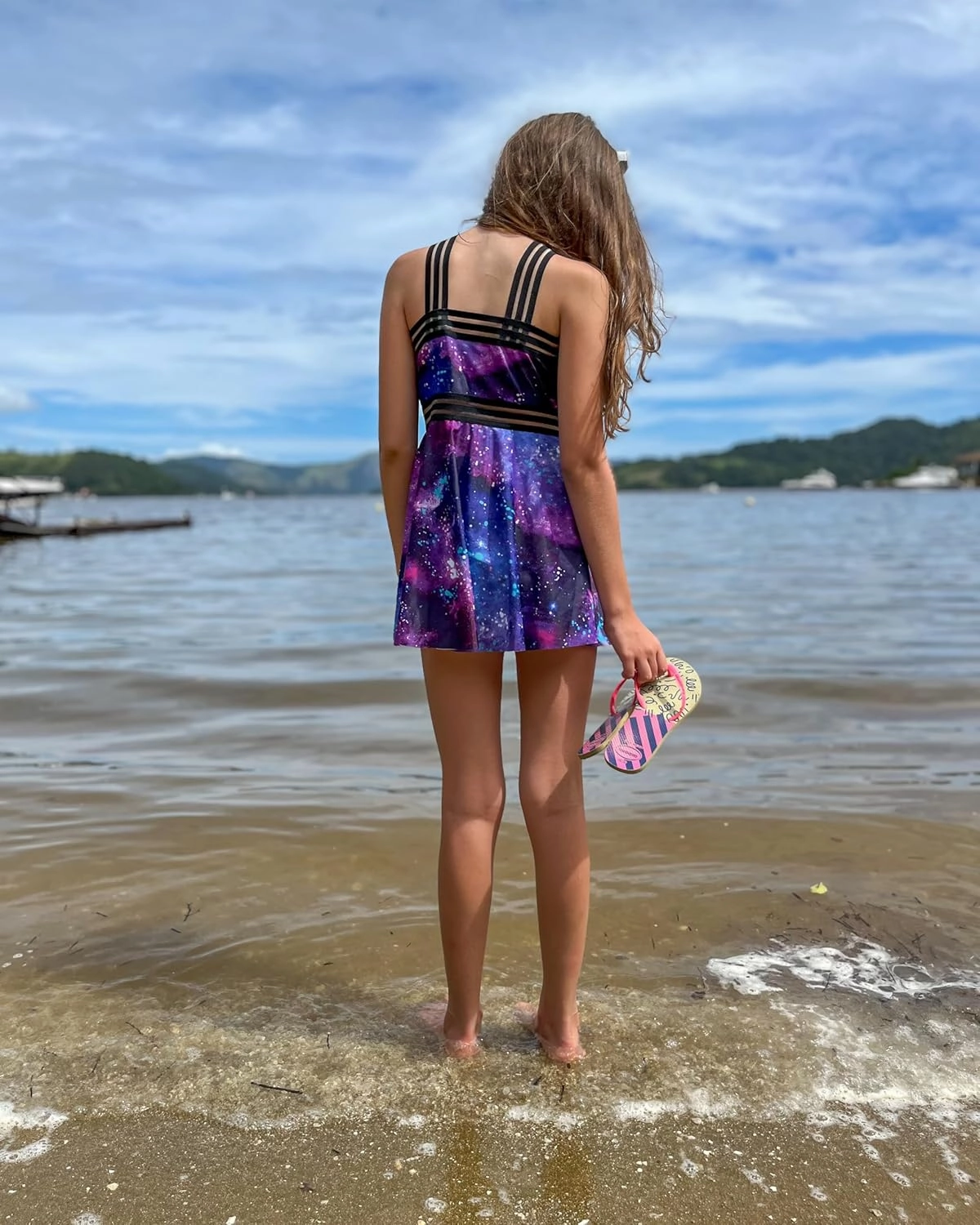 Girls Tankini Swimsuits Set size 7-14T Two Piece Swim Skirt and Bikini Bottom Criss-Cross Hawaii Bathing Suit