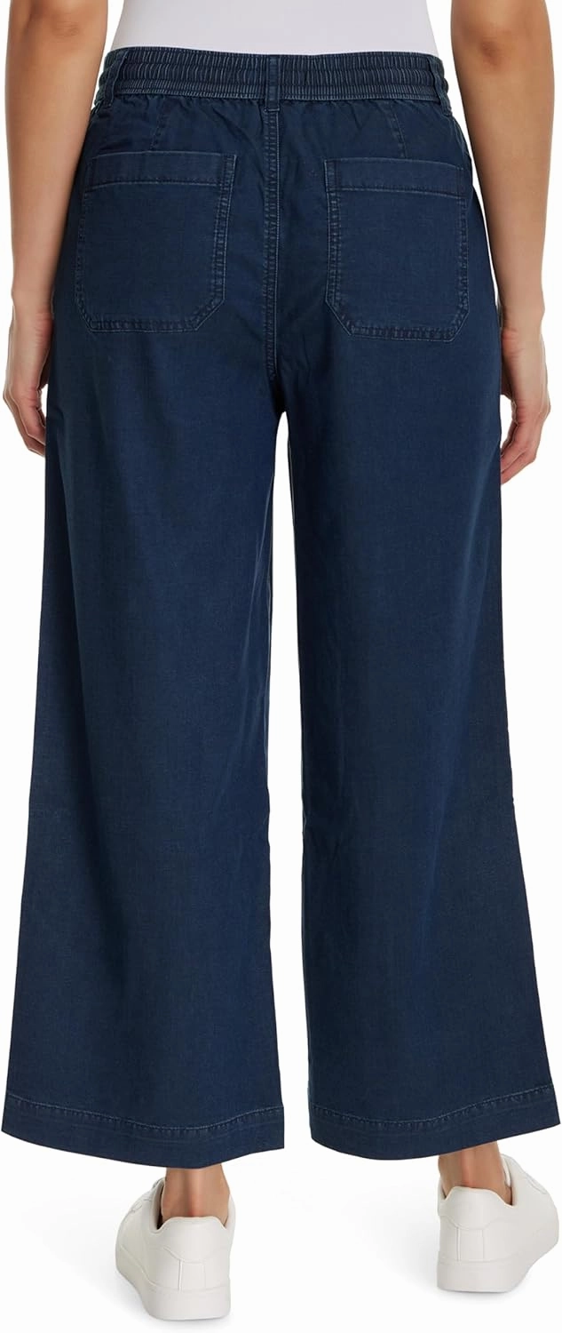 Gloria Vanderbilt Women's Soft Drape Drawstring Pull on Wide Leg Crop Standard