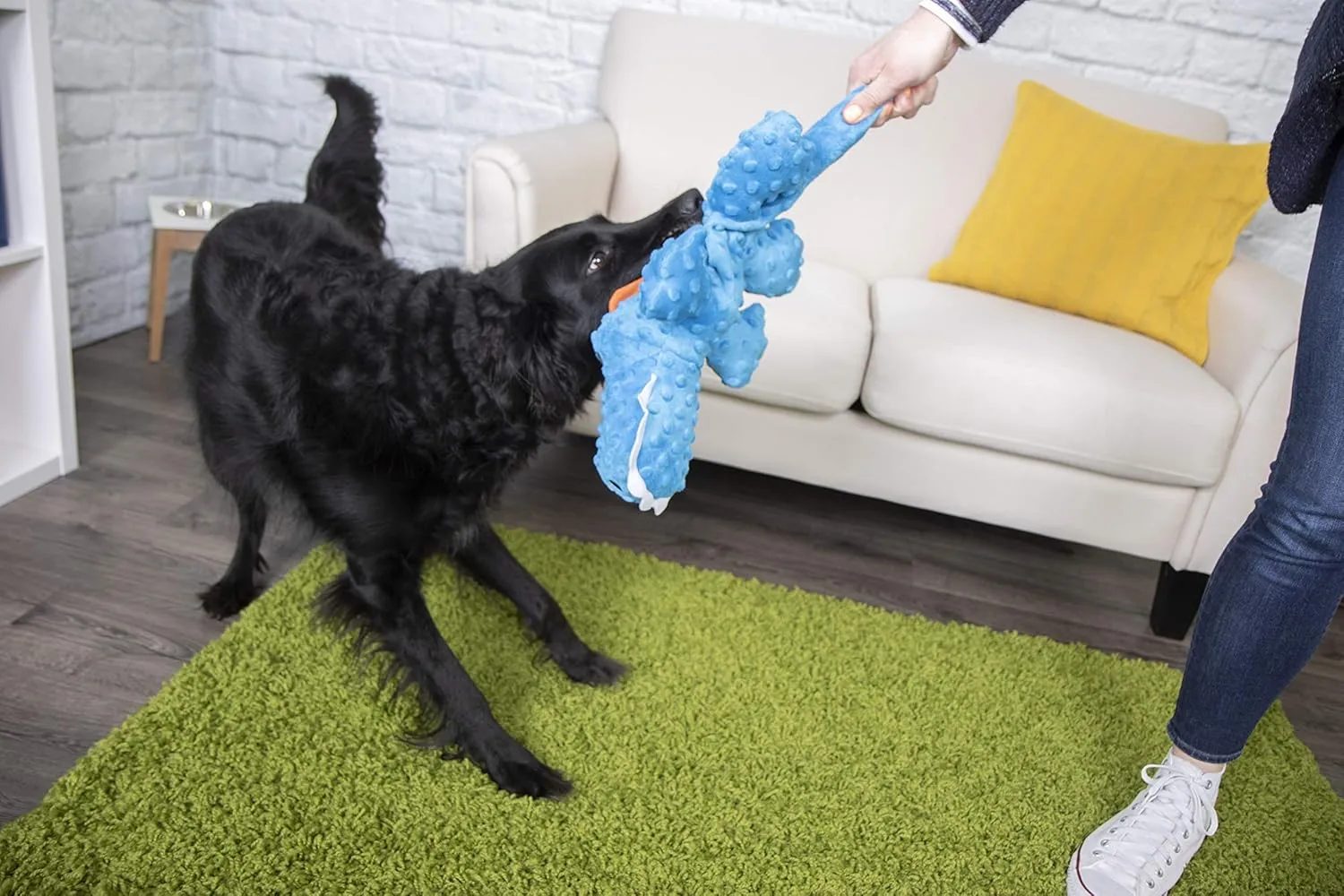 goDog Gators Squeaky Plush Dog Toy, Chew Guard Technology - Blue, Extra Large