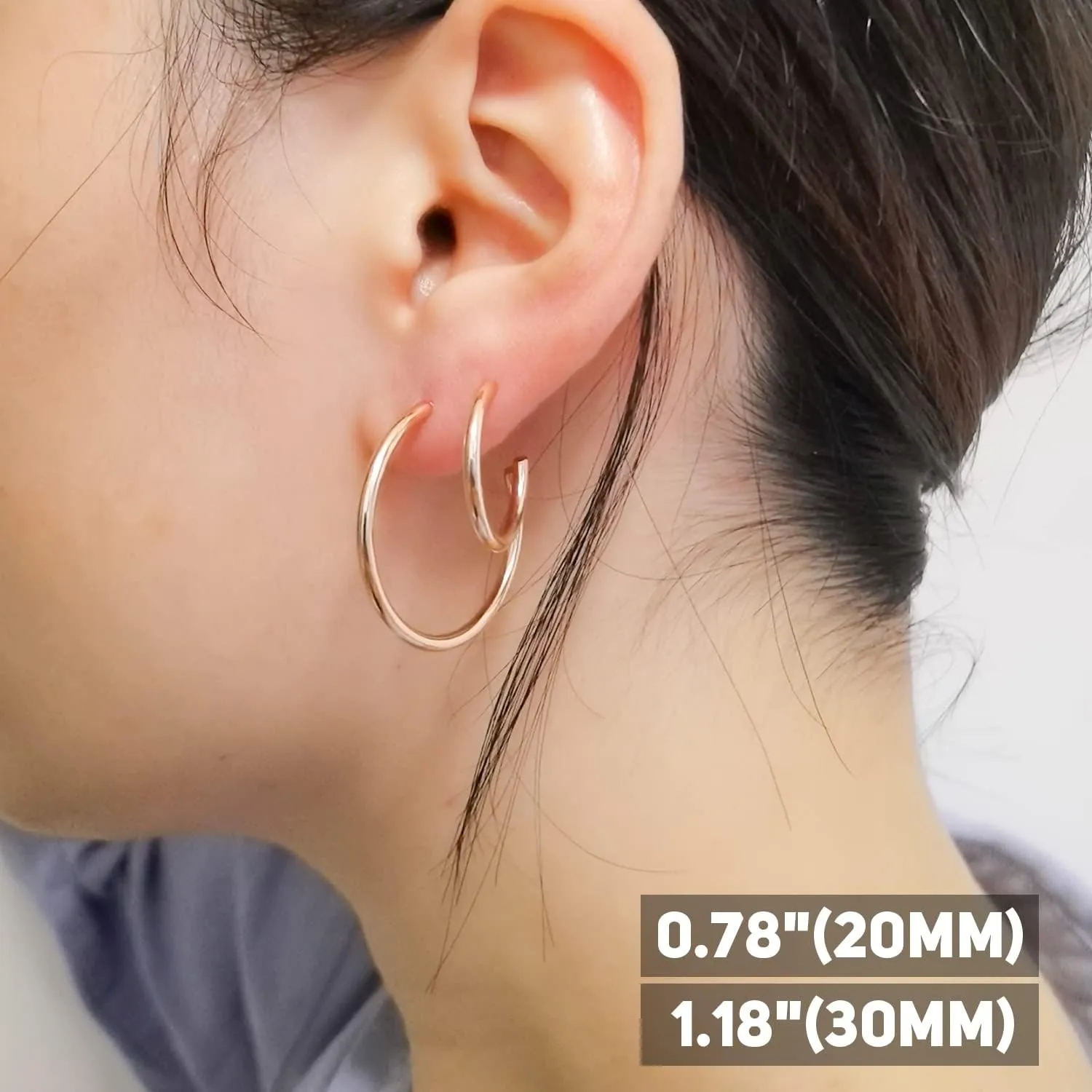 Gold Hoop Earrings for Women - Plated Gold 20mm/30mm/40mm/60mm Lightweight Thin Hoop Earrings