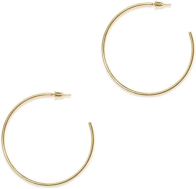 Gold Hoop Earrings for Women - Plated Gold 20mm/30mm/40mm/60mm Lightweight Thin Hoop Earrings