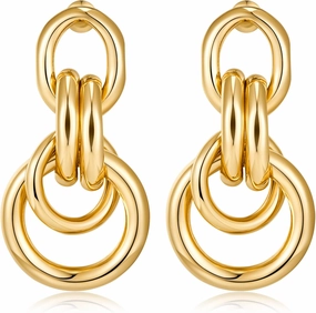 Gold Geometric Drop Dangle Earrings for Women Long Link Dangle Earrings Jewelry