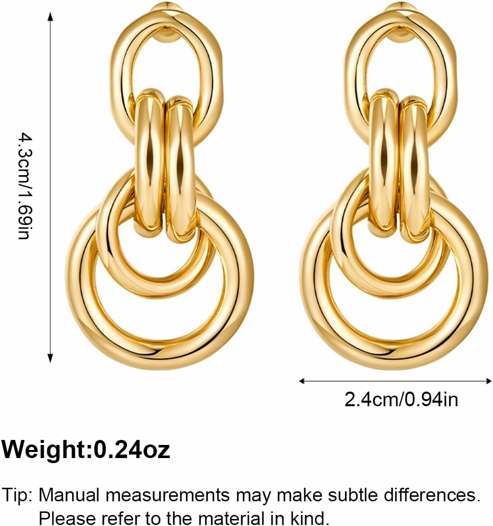 Gold Geometric Drop Dangle Earrings for Women Long Link Dangle Earrings Jewelry