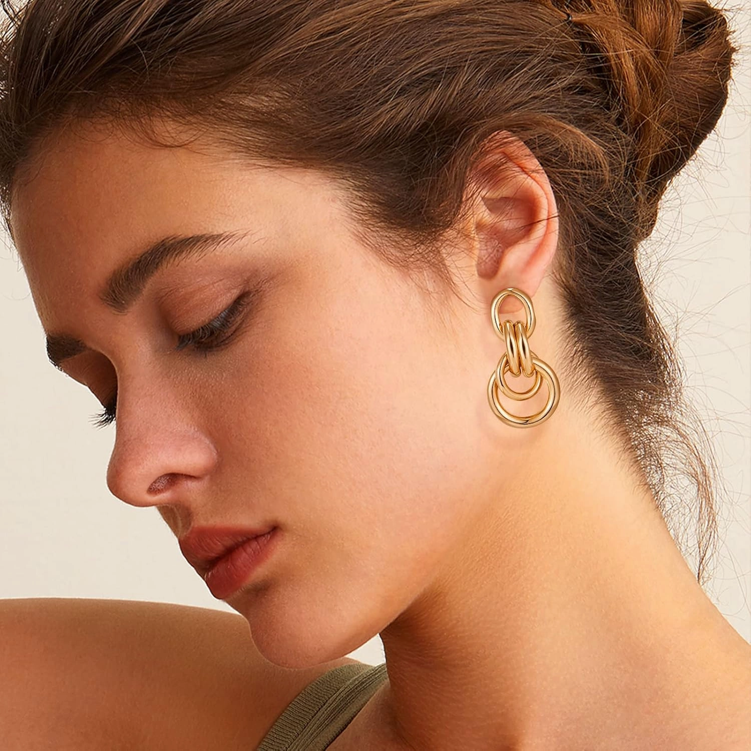 Gold Geometric Drop Dangle Earrings for Women Long Link Dangle Earrings Jewelry