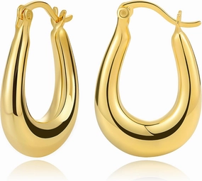 Gold Hoop Earrings for Women Trendy, 18K Gold Vermeil/14K Gold Plated Over 925 Sterling Silver Hypoallergenic Post Earrings Non Tarnish, Lightweight Dainty Statement Jewelry for Girls Mom